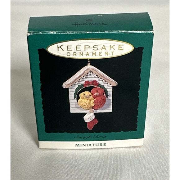 Vintage Hallmark Miniature Christmas Ornament Snuggle Birds 1993 - Picture 1 of 4